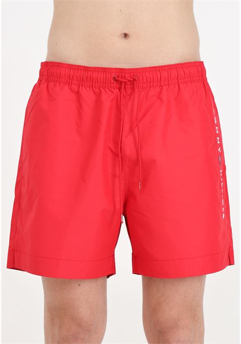 Red men's swim shorts with logo embroidery TOMMY HILFIGER | UM0UM03258XLG